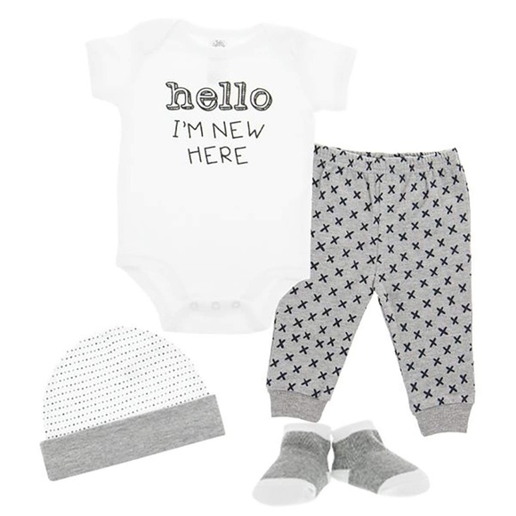 Newborn Baby Girl Boy Hello I'm New Clothing Layette Gift Set Essential Bodysuit